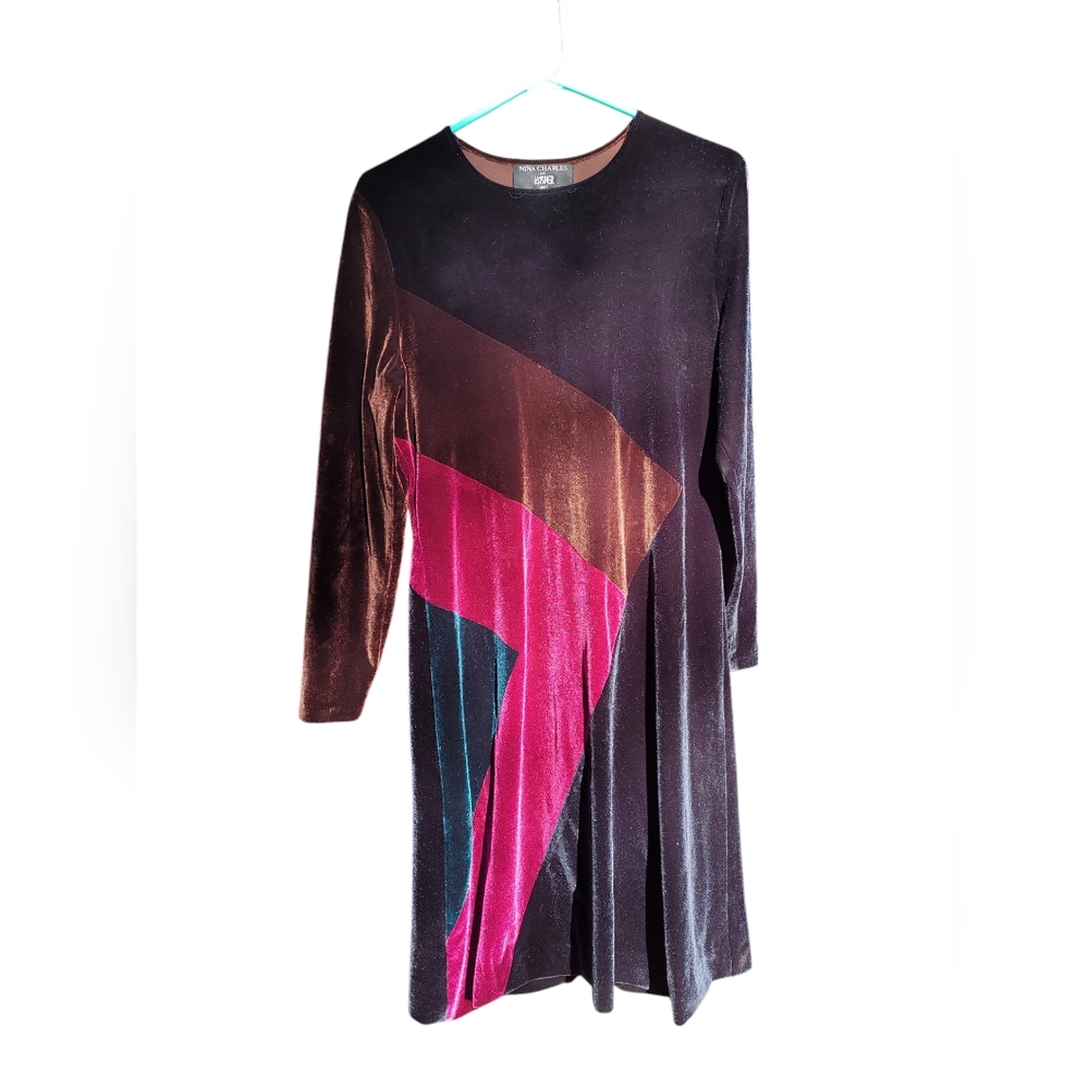 Vtg Nina charles velvet dress M